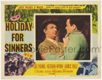 2f703 HOLIDAY FOR SINNERS LC #3 '52 c/u of angry Keenan Wynn grabbing Gig Young by the collar!