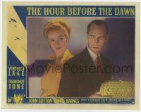 2f710 HOUR BEFORE THE DAWN LC #1 '44 close up of Veronica Lake, Franchot Tone & shadow hand w/gun!