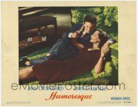 2f717 HUMORESQUE LC #7 '46 romantic close up of Joan Crawford & John Garfield sitting on floor!