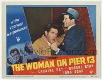 2f724 I MARRIED A COMMUNIST LC #3 '49 Robert Ryan punches Fred Graham in face, The Woman on Pier 13!