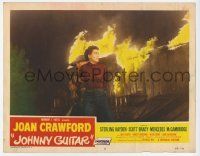 2f742 JOHNNY GUITAR LC #3 54 Joan Crawford & Sterling Hayden escape fire, Nicholas Ray classic!