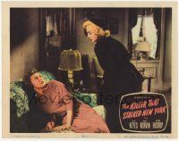 2f748 KILLER THAT STALKED NEW YORK LC #8 '50 Evelyn Keyes leans down over Dorothy Malone on couch!