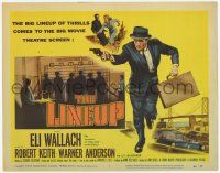 2f216 LINEUP TC '58 Don Siegel classic film noir, great image of Eli Wallach running with gun!
