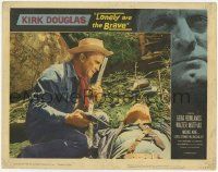 2f773 LONELY ARE THE BRAVE LC #1 '62 close up of Kirk Douglas & wounded George Kennedy!