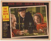 2f791 MAN WITH A CLOAK LC #2 '51 c/u of Joseph Cotten & Leslie Caron listening to old man!
