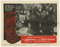 2f792 MASQUE OF THE RED DEATH LC #8 '64 c/u of David Weston restrained by guards, Roger Corman!