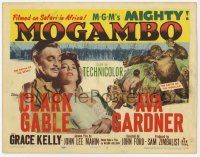 2f263 MOGAMBO TC '53 c/u of Clark Gable & Ava Gardner, great artwork of hunters & giant ape!