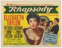 2f356 RHAPSODY TC '54 Elizabeth Taylor, Vittorio Gassman, magnificent drama of romance & music!