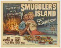 2f398 SMUGGLER'S ISLAND TC '51 art of Jeff Chandler & sexy Keyes, Pirate Port of the China Seas!