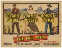 2f437 TALL MEN TC '55 full-length art of Clark Gable, sexy Jane Russell showing leg & Robert Ryan!