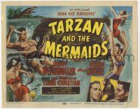 2f445 TARZAN & THE MERMAIDS TC '48 art of Johnny Weissmuller battling octopus, sexy Brenda Joyce!