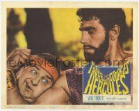 2f948 THREE STOOGES MEET HERCULES LC '61 close up of Joe DeRita squeezed by Samson Burke's bicep!