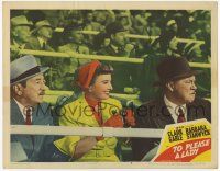2f951 TO PLEASE A LADY LC #5 '50 Barbara Stanwyck & Adolphe Menjou in the stands watching race!