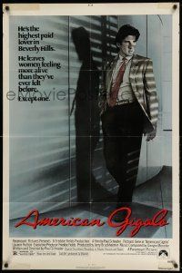 2g025 AMERICAN GIGOLO 1sh '80 handsomest male prostitute Richard Gere is being framed for murder!