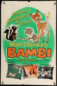 2g056 BAMBI 1sh R57 Walt Disney cartoon deer classic, great art with Thumper & Flower!