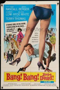 2g061 BANG BANG YOU'RE DEAD 1sh '66 wacky art of Tony Randall crouching between sexy legs!