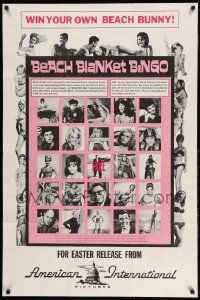 2g066 BEACH BLANKET BINGO advance 1sh '65 Frankie & Annette, different, Win Your Own Beach Bunny!