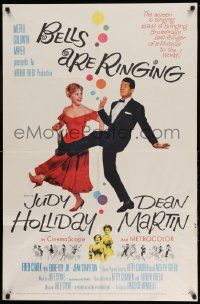 2g071 BELLS ARE RINGING 1sh '60 image of Judy Holliday & Dean Martin singing & dancing!