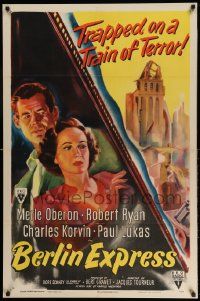 2g073 BERLIN EXPRESS style A 1sh '48 Merle Oberon & Robert Ryan, directed by Jacques Tourneur!
