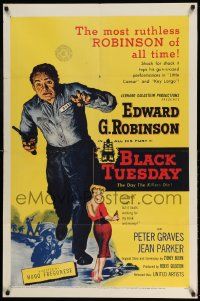 2g098 BLACK TUESDAY 1sh '55 artwork of the most ruthless Edward G. Robinson!