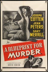 2g109 BLUEPRINT FOR MURDER 1sh '53 no one deserved to die more than sexy bad Jean Peters!