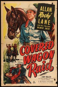 2g187 COVERED WAGON RAID 1sh '50 great artwork images of Allan Rocky Lane on horse & close up!
