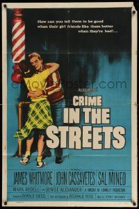 2g191 CRIME IN THE STREETS 1sh '56 directed by Don Siegel, Sal Mineo & 1st John Cassavetes!
