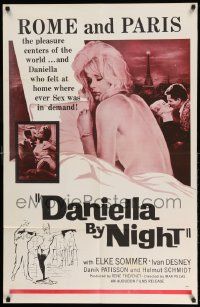 2g201 DANIELLA BY NIGHT 1sh '62 full-length art of sexy Elke Sommer in skimpy outfit!