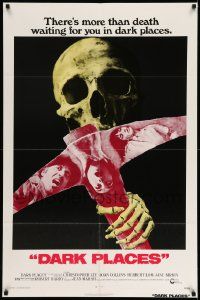 2g205 DARK PLACES 1sh '74 Christopher Lee, Joan Collins, cool image of skull & pick axe!