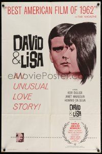 2g208 DAVID & LISA 1sh '63 Kier Dullea, Frank Perry mental hospital drama!
