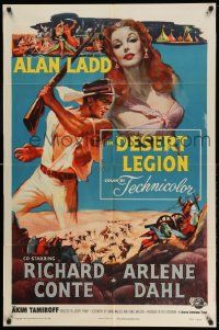 2g221 DESERT LEGION 1sh '53 art of Alan Ladd in the French Foreign Legion & sexy Arlene Dahl!