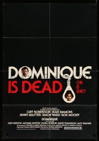 2g239 DOMINIQUE 1sh '78 Michael Anderson, Jean Simmons in title role, she is dead - or isn't she?