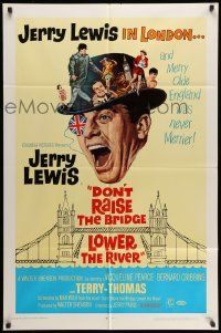 2g243 DON'T RAISE THE BRIDGE, LOWER THE RIVER 1sh '68 wacky art of Jerry Lewis in London!