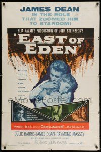 2g254 EAST OF EDEN 1sh R57 James Dean in the role that zoomed him to stardom, John Steinbeck!