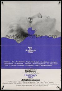 2g729 ROSEMARY'S BABY English 1sh R70s Roman Polanski, Mia Farrow, baby carriage horror image!