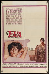 2g270 EVA 1sh '65 Joseph Losey, wonderful art of sexy smoking Jeanne Moreau!