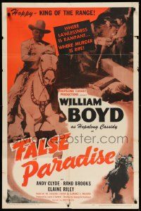 2g277 FALSE PARADISE 1sh '48 William Boyd as Hopalong Cassidy, cool western artwork!