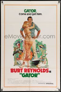 2g336 GATOR 1sh '76 art of Burt Reynolds & Lauren Hutton by McGinnis, White Lightning sequel!