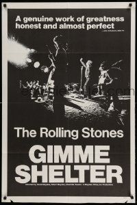 2g351 GIMME SHELTER 1sh '71 Rolling Stones out of control rock & roll concert, b/w group image!