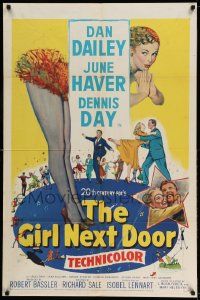2g353 GIRL NEXT DOOR 1sh '53 artwork of Dan Dailey, sexy June Haver & Dennis Day all dancing!