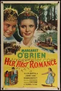 2g391 HER FIRST ROMANCE 1sh '51 cute grown up Margaret O'Brien wearing tiara!