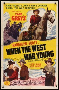 2g394 HERITAGE OF THE DESERT 1sh R51 Randolph Scott, Zane Grey, When the West Was Young!