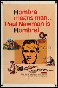2g403 HOMBRE 1sh '66 Paul Newman, Fredric March, Richard Boone, ultra rare style!