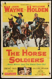 2g410 HORSE SOLDIERS 1sh '59 art of U.S. Cavalrymen John Wayne & William Holden, John Ford