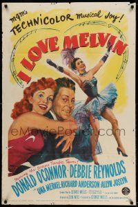 2g425 I LOVE MELVIN 1sh '53 great romantic art of Donald O'Connor & Debbie Reynolds!