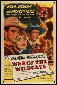 2g429 IN OLD OKLAHOMA 1sh R50 John Wayne, Dekker & Blackmer as Roosevelt, War of the Wildcats!
