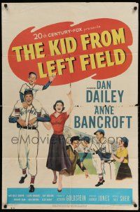 2g460 KID FROM LEFT FIELD 1sh '53 Dan Dailey, Anne Bancroft, baseball kid argues with umpire!