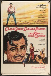 2g465 KING & FOUR QUEENS 1sh '57 full-length art of Clark Gable, Eleanor Parker & sexy ladies!