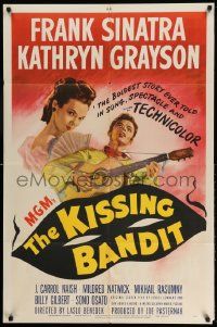 2g468 KISSING BANDIT 1sh '48 art of Frank Sinatra playing guitar & romancing Kathryn Grayson!