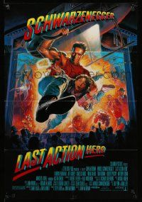 2g481 LAST ACTION HERO int'l DS 1sh '93 cool artwork of Arnold Schwarzenegger by Morgan!